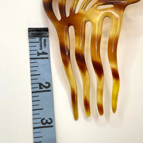 Vintage Tortoiseshell Lucite Decorated Large Hair Comb - Picture 2 of 12